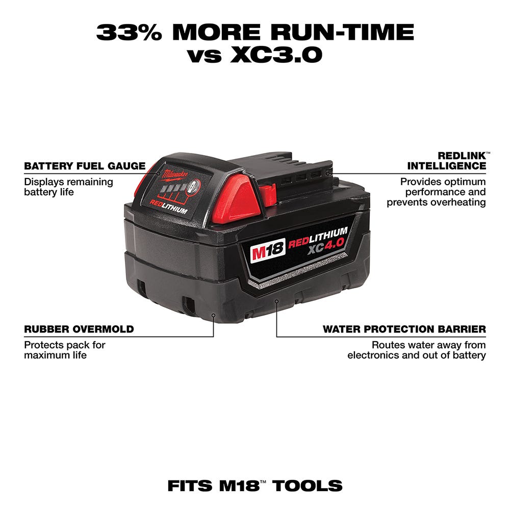 Milwaukee 48-11-1840 M18 Red Lithium XC 4.0Ah Extended Battery Pack
