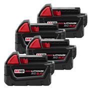 Milwaukee M18 Redlithium XC 5.0Ah Extended Capacity Battery, 4-Pack