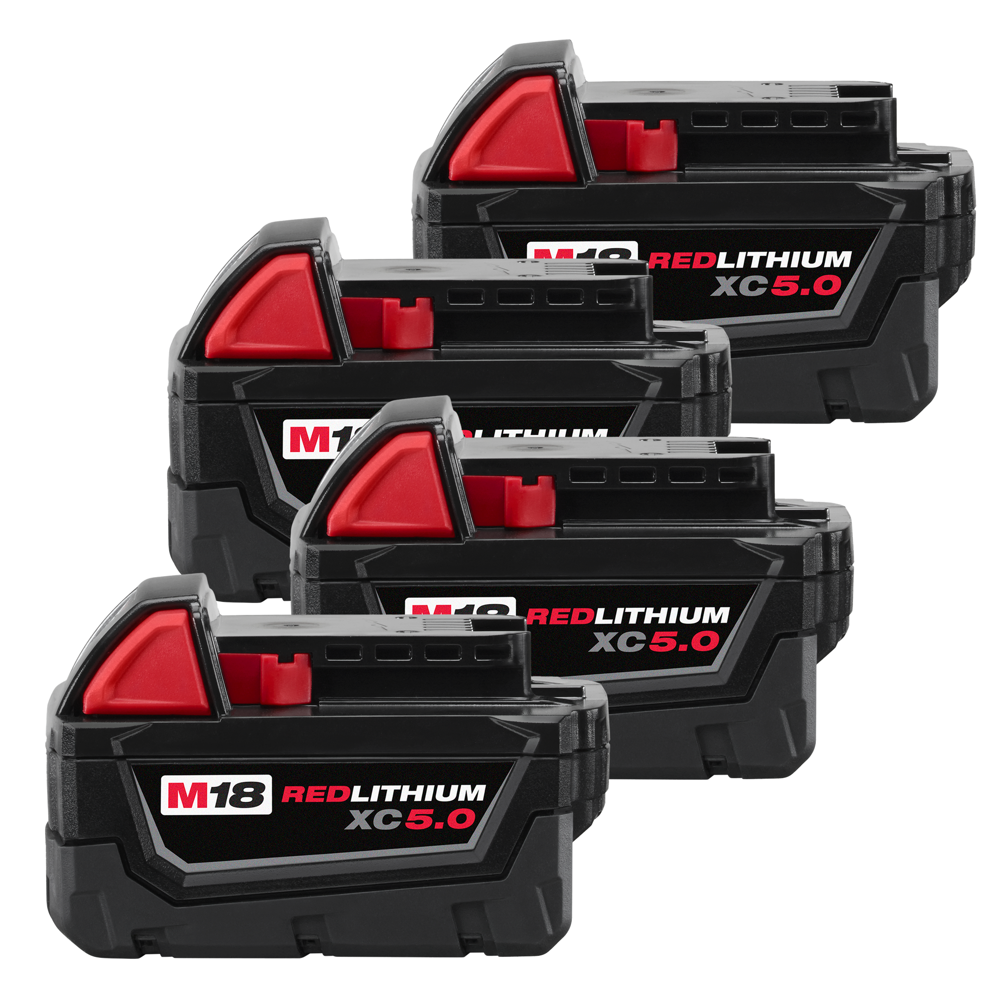 Milwaukee M18 Redlithium XC 5.0Ah Extended Capacity Battery, 4-Pack