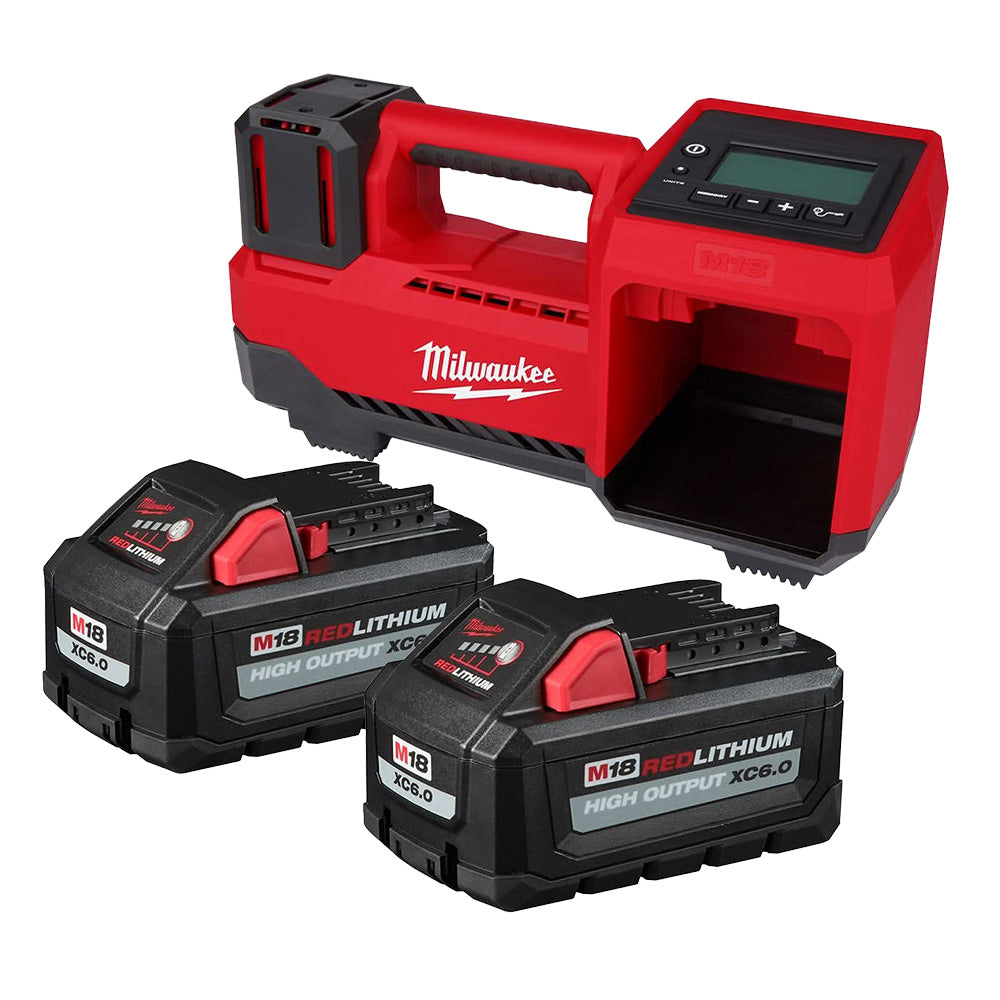 Milwaukee M18 Compact Tire Inflator with M18 REDLITHIUM HIGH OUTPUT XC 6.0Ah Battery 2-Pack