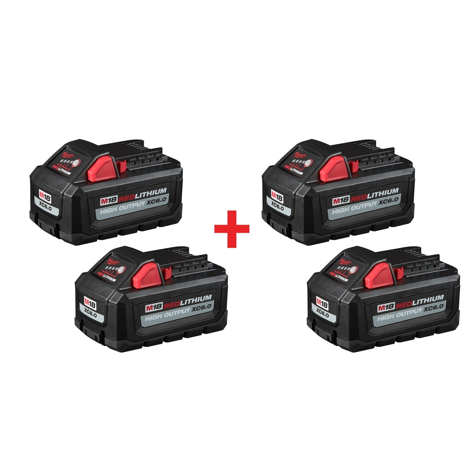 Milwaukee M18 REDLITHIUM HIGH OUTPUT XC 6.0Ah Battery, 4-Pack