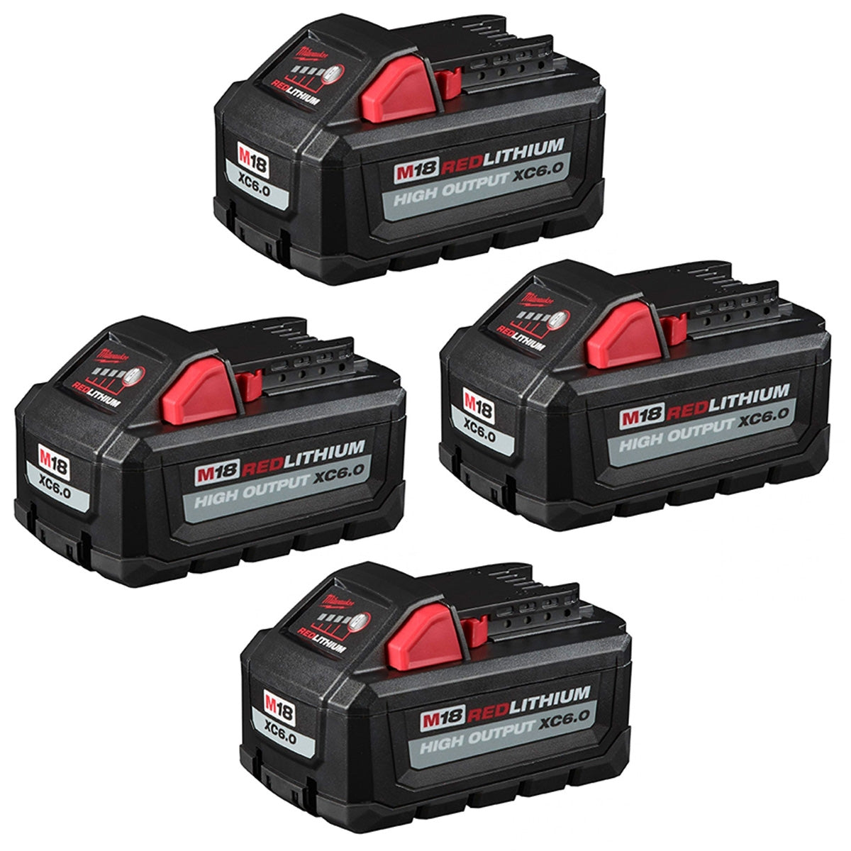 Milwaukee M18 REDLITHIUM HIGH OUTPUT XC 6.0Ah Batteries, 4-Pack