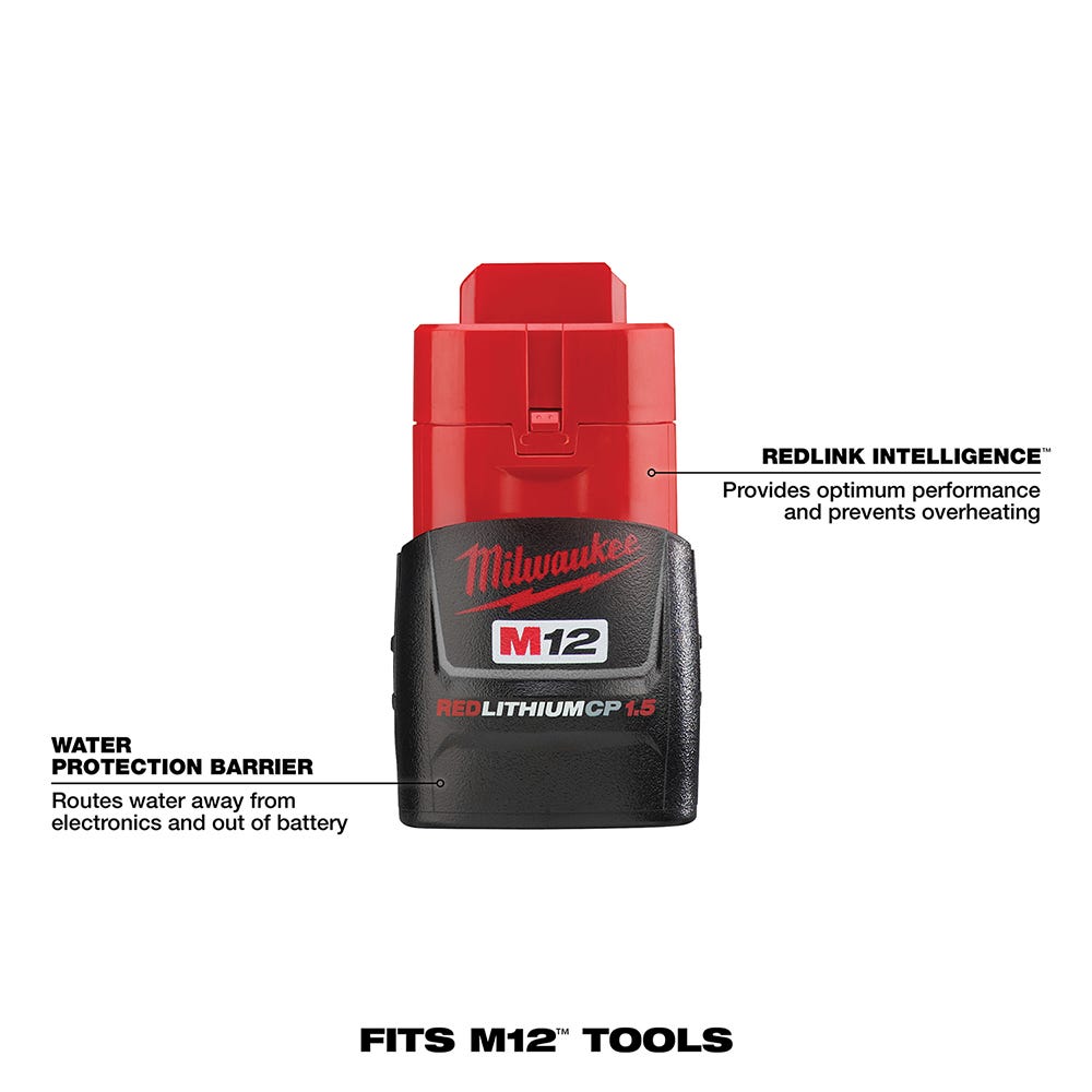 Milwaukee 48-11-2411 M12 REDLITHIUM Compact Battery 1.5Ah, 2-Pack
