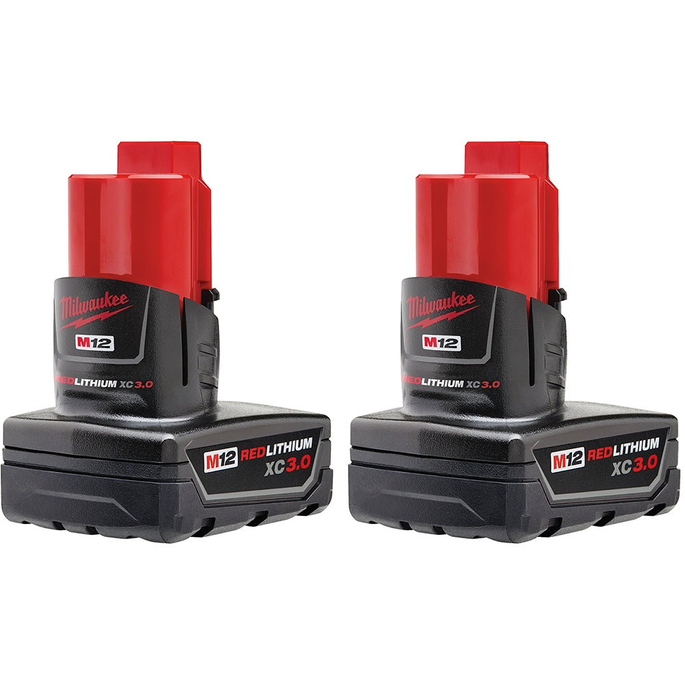 Milwaukee 48-11-2412 M12 REDLITHIUM XC 3.0Ah Battery, 2-Pack