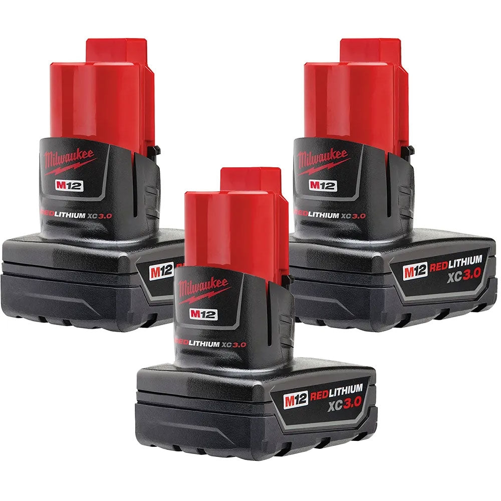Milwaukee 48-11-2432 M12 REDLITHIUM XC 3.0Ah Battery, 3-Pack