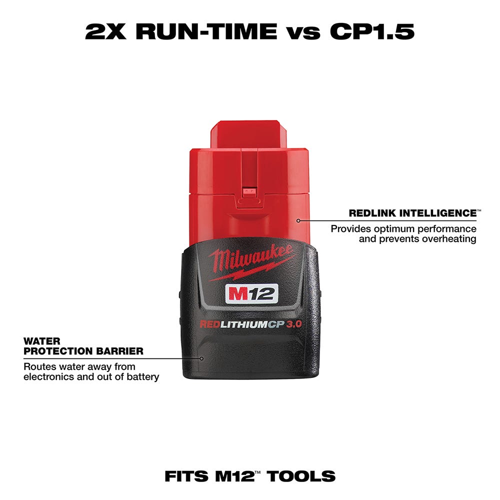 Milwaukee 48-11-2430 M12 REDLITHIUM 3.0Ah Compact Battery Pack