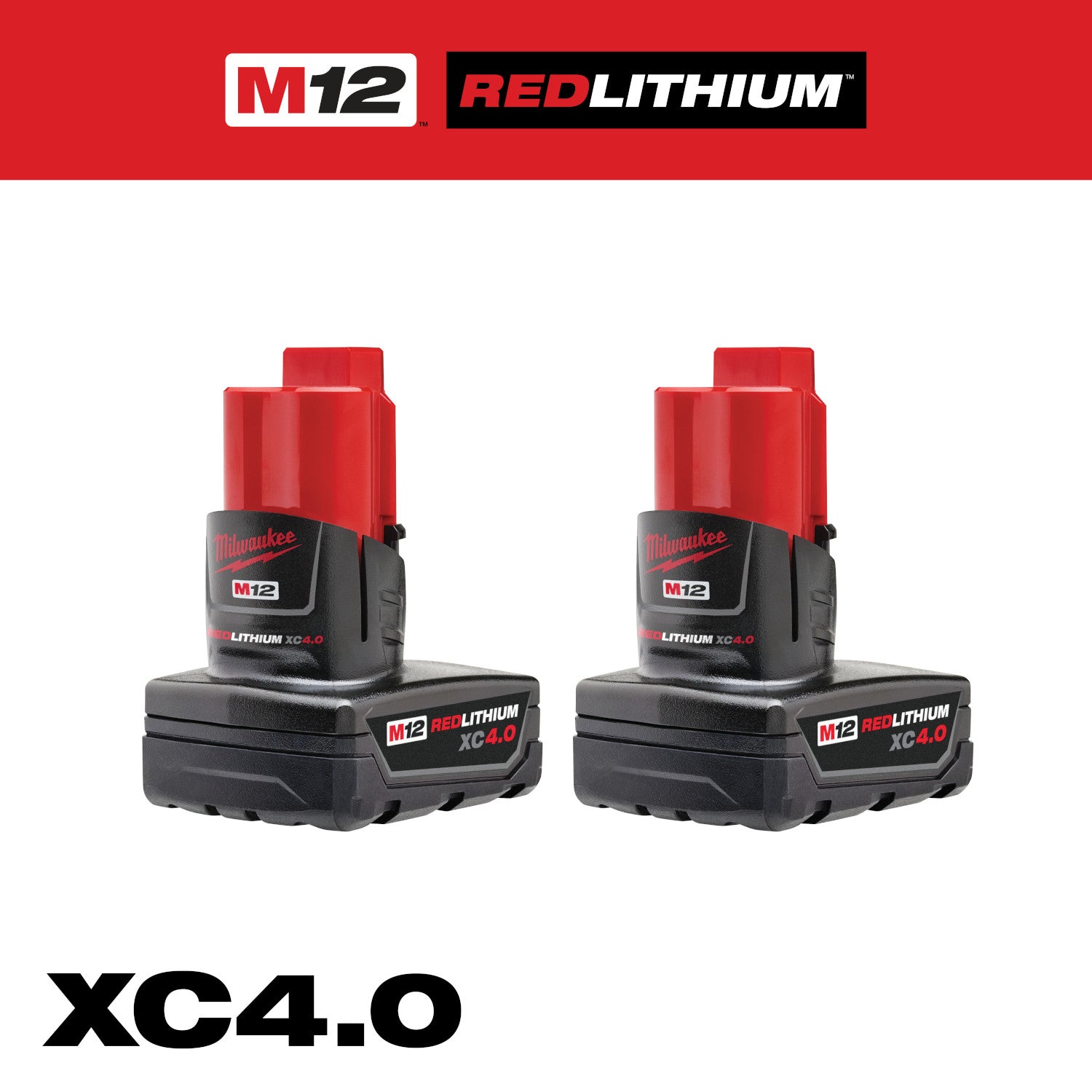 Milwaukee 48-11-2442 M12 REDLITHIUM XC4.0 Battery , 2-Pack