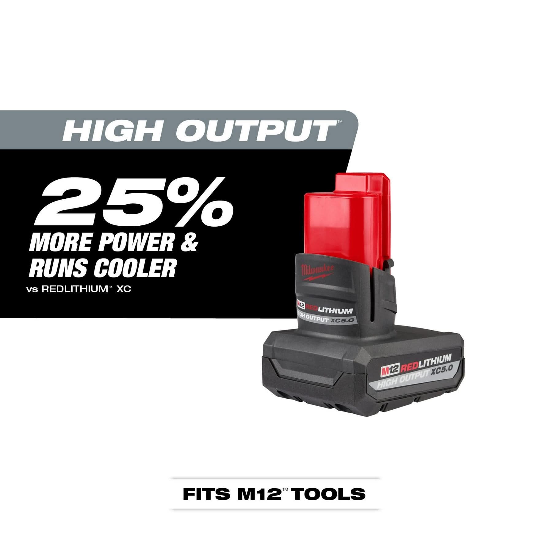 Milwaukee M12 REDLITHIUM XC 3.0Ah and XC 5.0Ah Battery, Variety 3-Pack