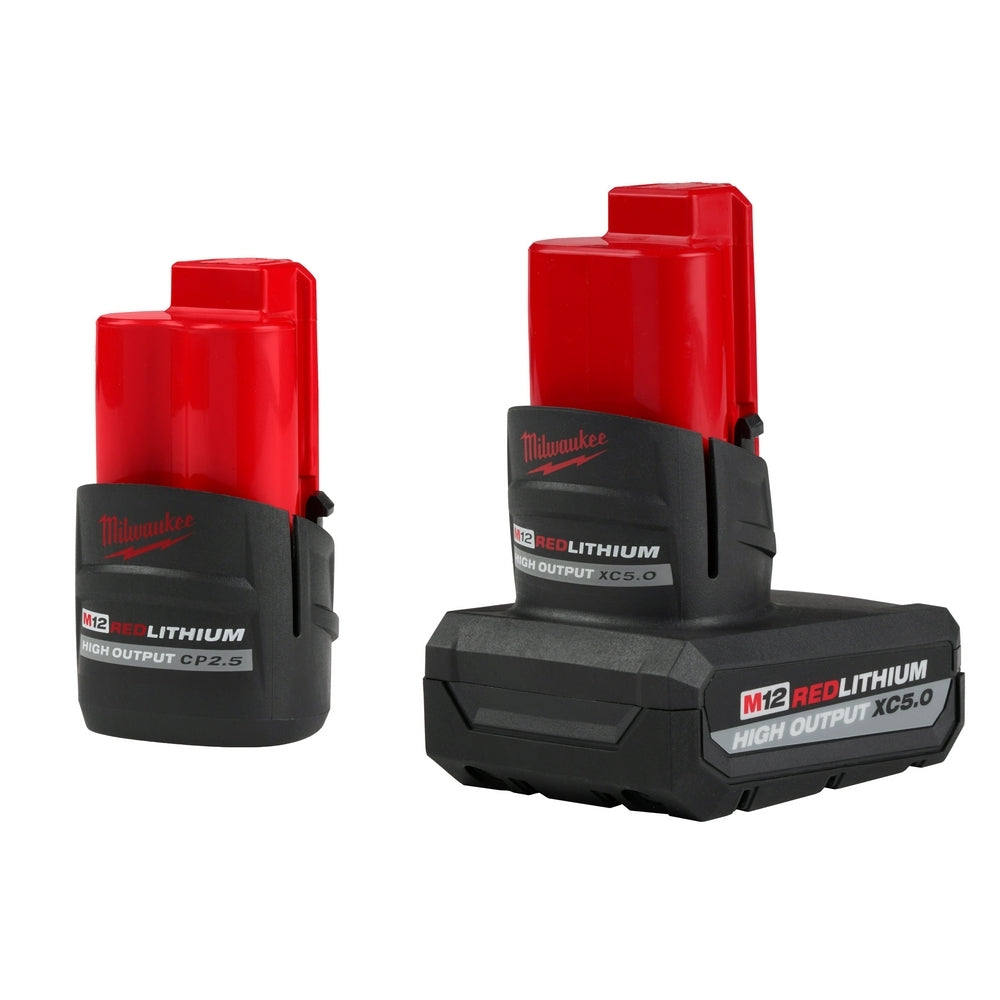 Milwaukee M12 12V Lithium-Ion High Output 2.5AH & XC5.0Ah Battery 2-Pack