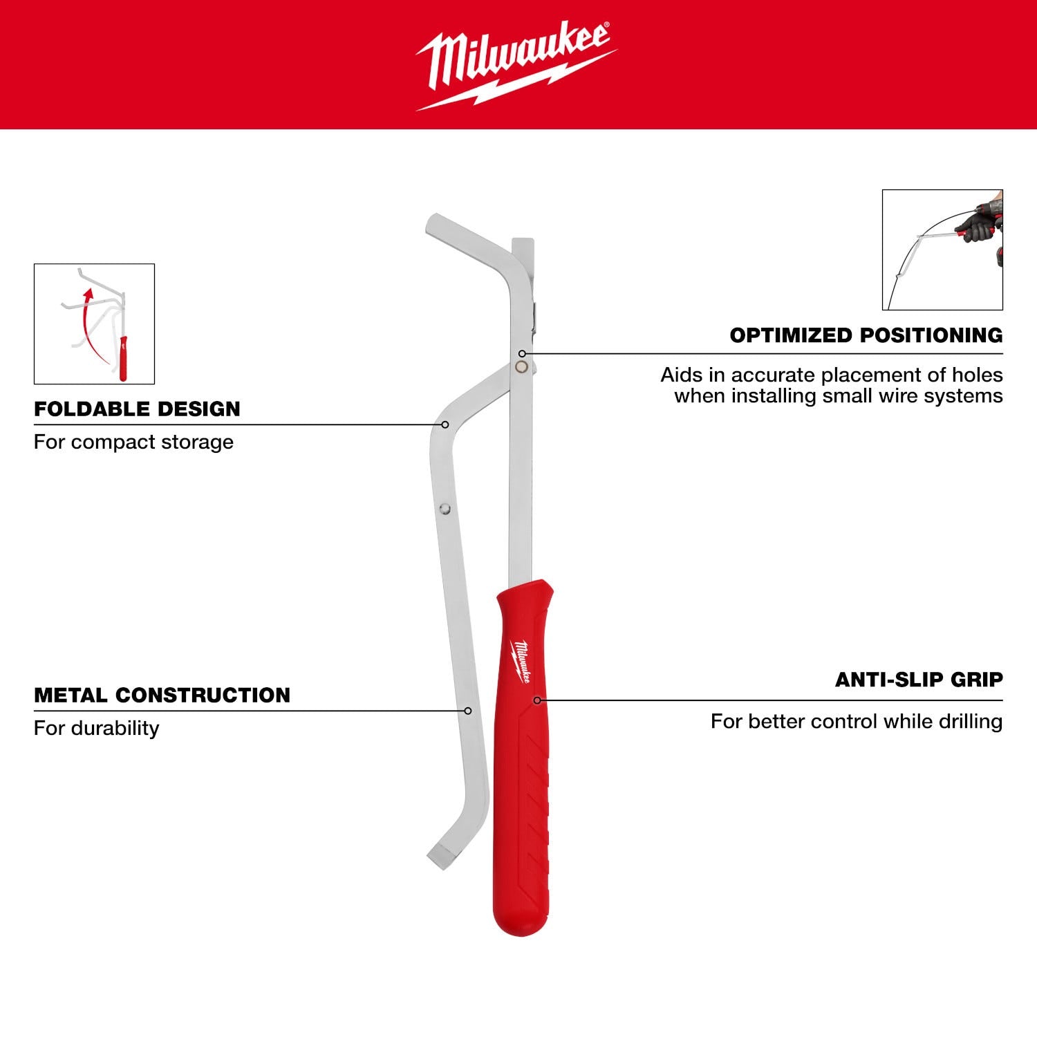 Milwaukee 48-13-8403 MILWAUKEE 9/16" x 54" Flexible Cable Auger Bit 3PC Set
