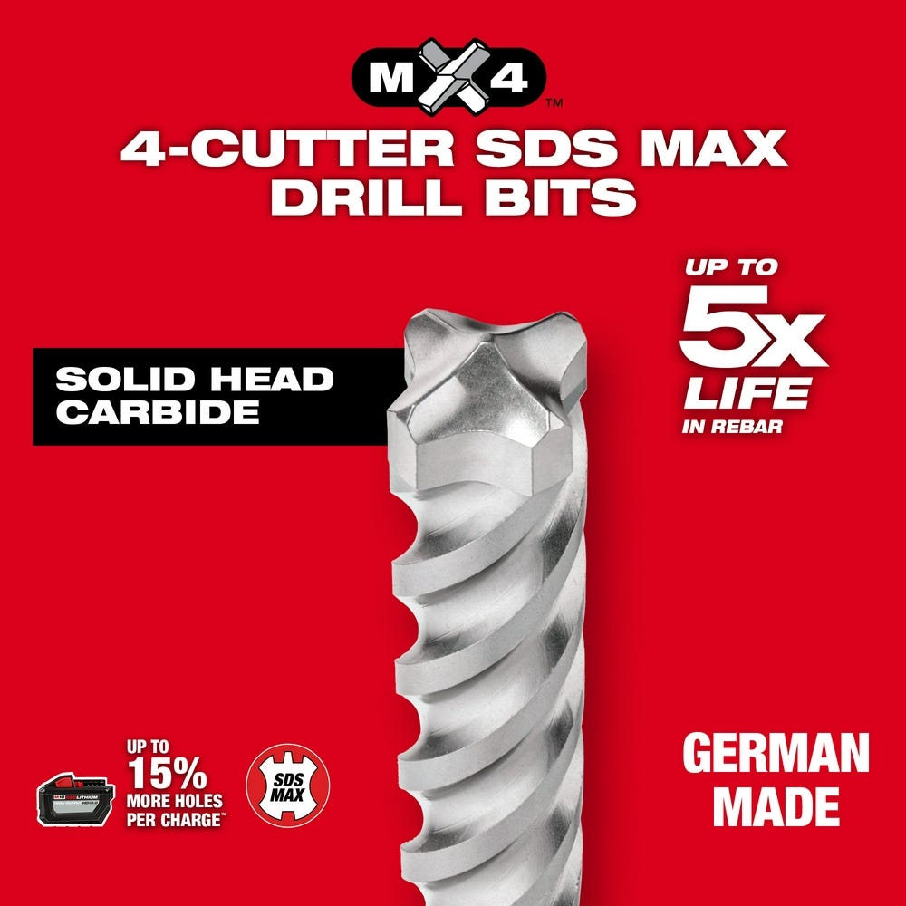 Milwaukee 48-20-3902 SDS MAX 4CT MX4 1/2"X 8" X 13"