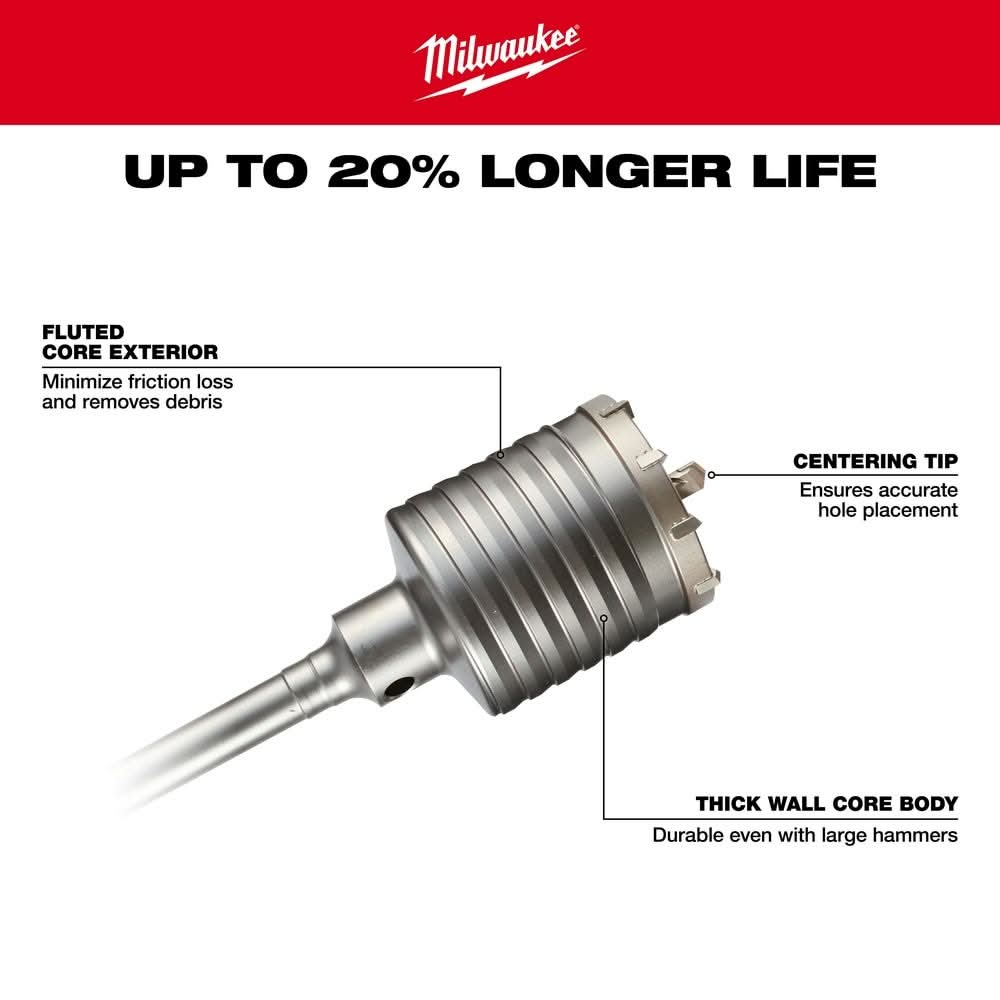 Milwaukee 48-20-5430 3-9/16" X 22" One Piece SDS-MAX Core Bit