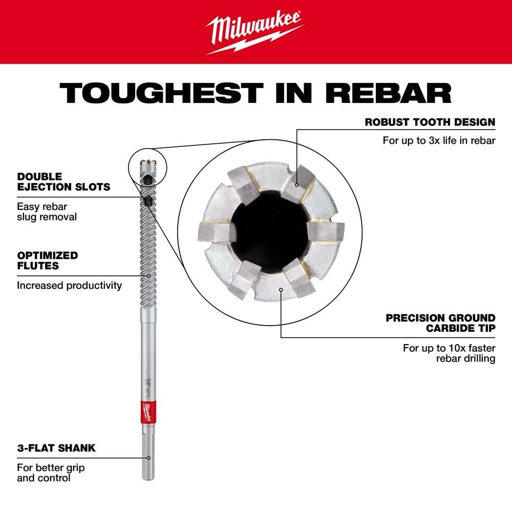 Milwaukee 48-20-6788 Straight Shank 1-1/8" X 12" Rebar Cutter
