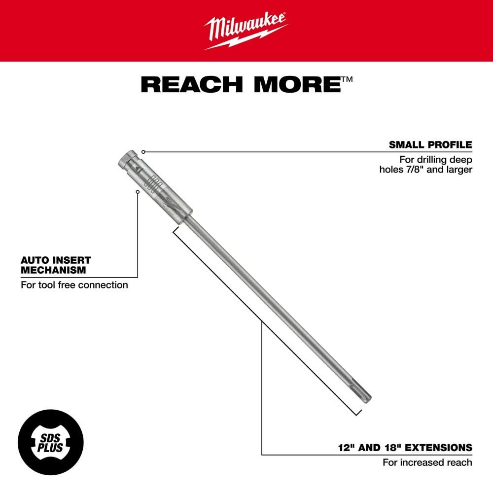Milwaukee 48-20-6940 Plus-Lok SDS Plus 12-Inch Extension
