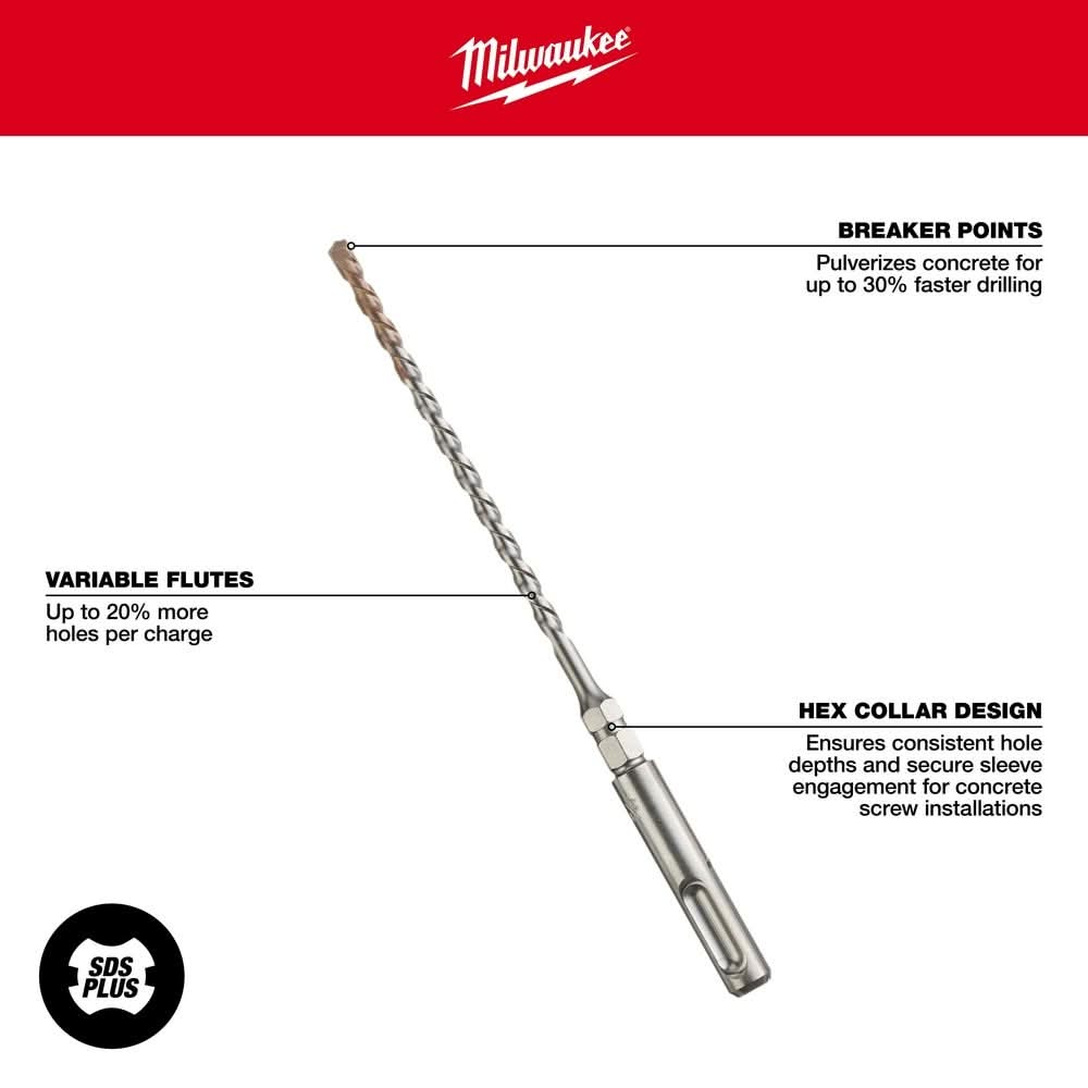 Milwaukee 48-20-7091 SDS PLUS Bit 5/32" X 7" With 1/4" Hex