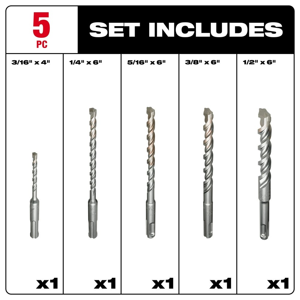 Milwaukee 48-20-7490 5-Piece SDS-PLUS Bit Kit – Tool Nut