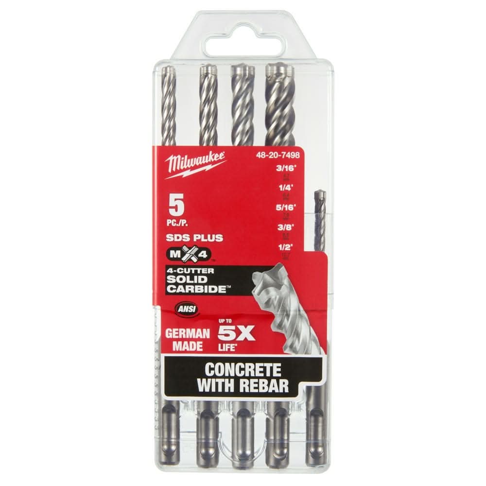 Milwaukee 48-20-7498 SDS-PLUS 4-Cutter MX4 5-Piece Kit