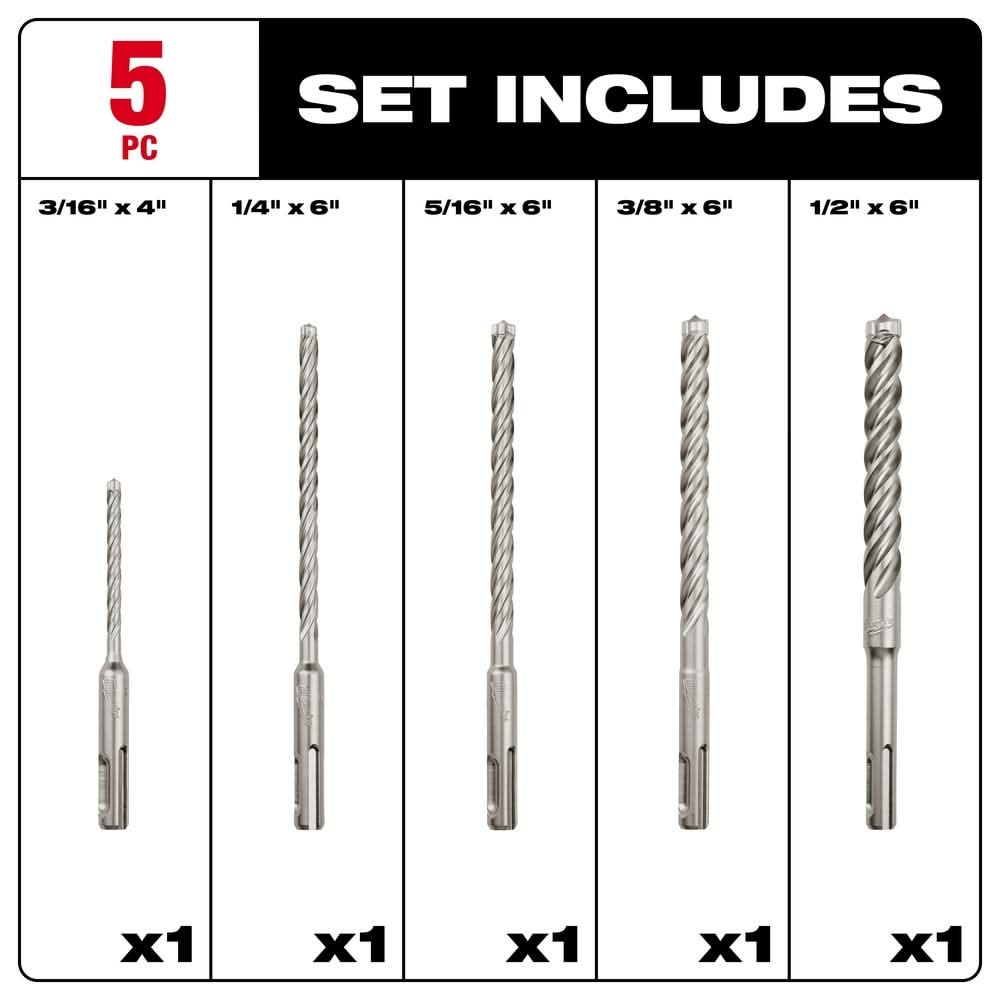 Milwaukee 48-20-7498 SDS-PLUS 4-Cutter MX4 5-Piece Kit