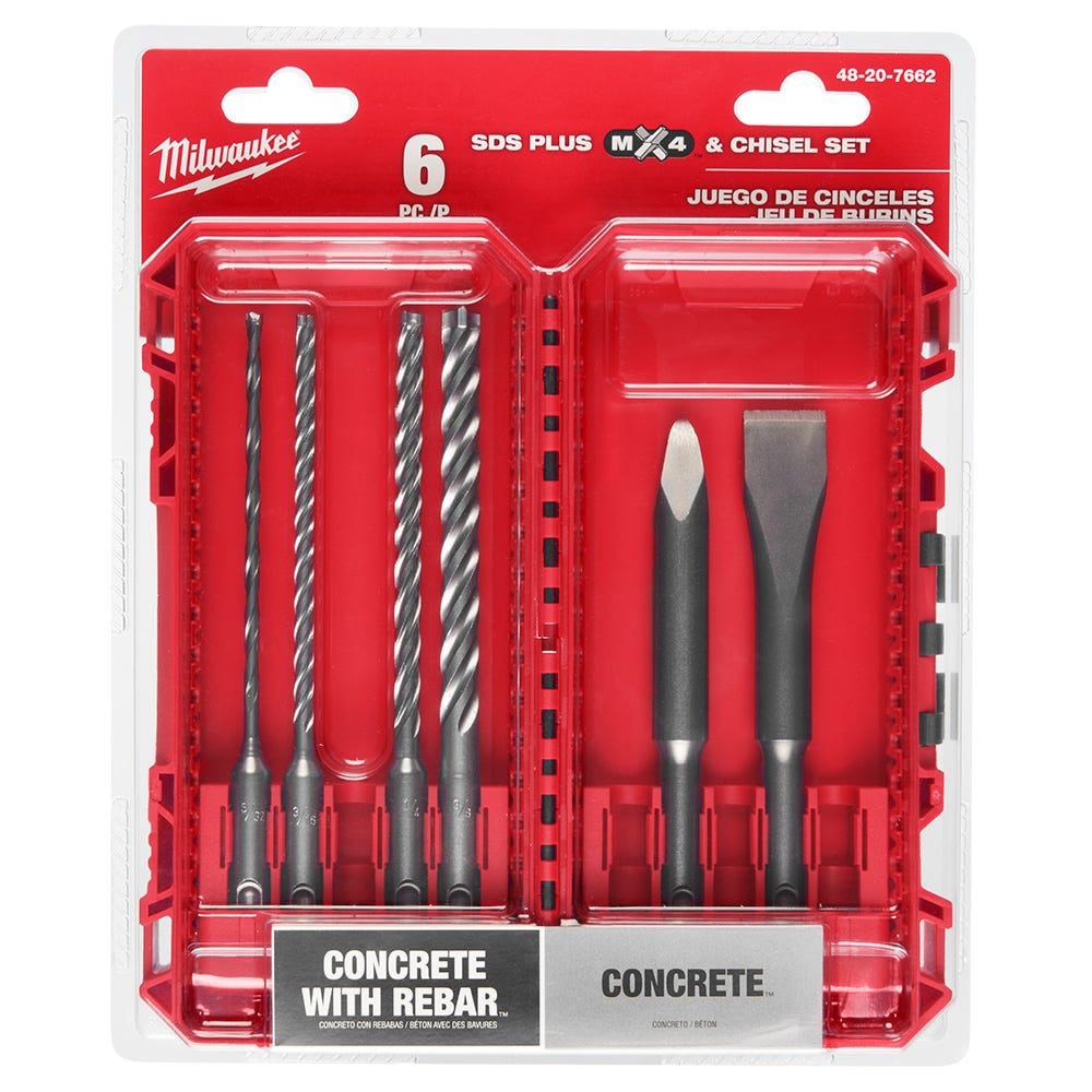 Milwaukee 6pc. SDS Plus MX4 4-Cutter & Chisel Kit
