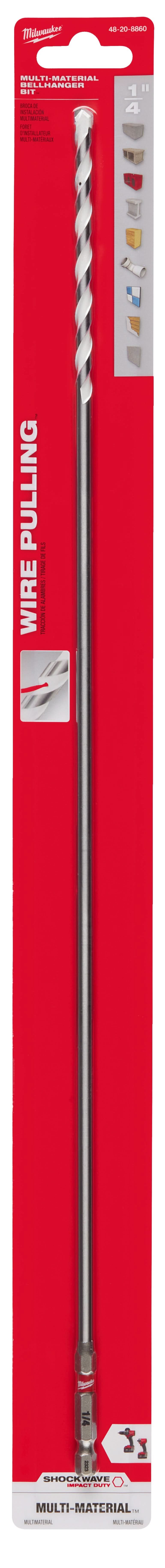 Milwaukee 48-20-8860 1/4" x 16" x 18" SHOCKWAVE Impact Duty Carbide Bellhanger Multi-Material Bit