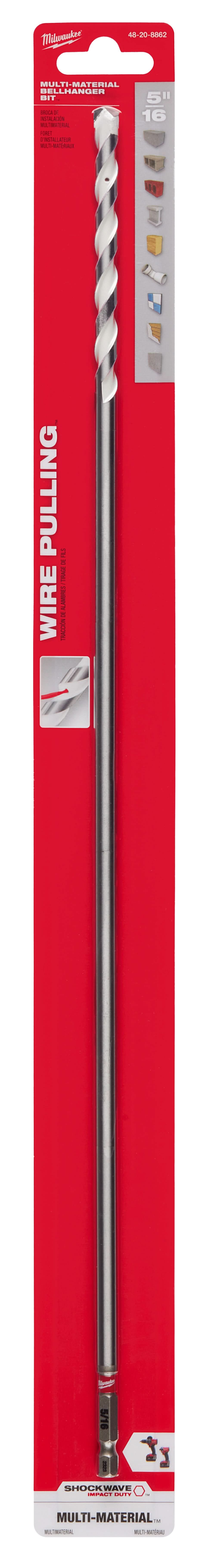 Milwaukee 48-20-8862 5/16" x 16" x 18" SHOCKWAVE Impact Duty Carbide Bellhanger Multi-Material Bit