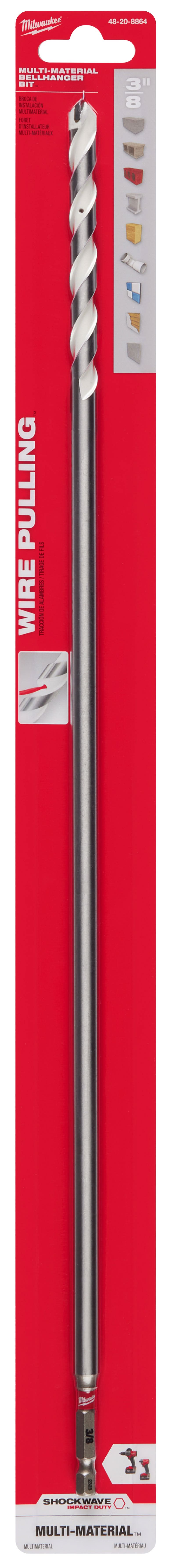 Milwaukee 48-20-8864 3/8" x 16" x 18" SHOCKWAVE Impact Duty Carbide Bellhanger Multi-Material Bit