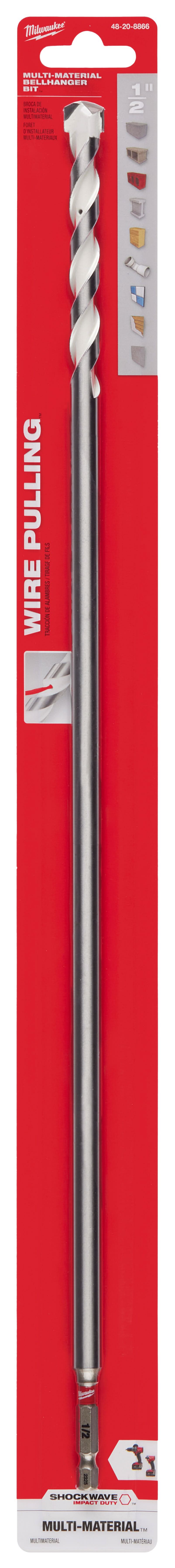 Milwaukee 48-20-8866 1/2" x 16" x 18" SHOCKWAVE Impact Duty Carbide Bellhanger Multi-Material Bit