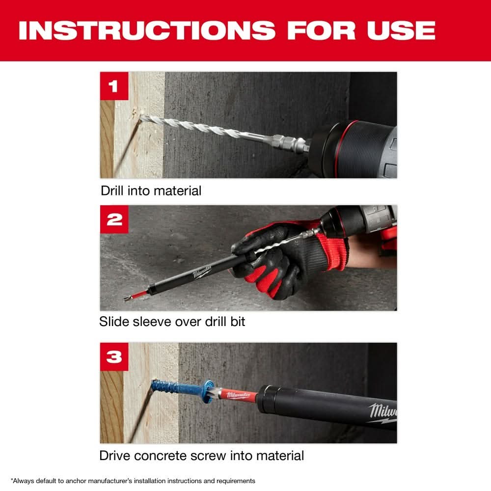 Milwaukee 48-20-8877 SHOCKWAVE Impact Duty Carbide Multi-Material Drill Bit Concrete Screw Install Set - 7PC