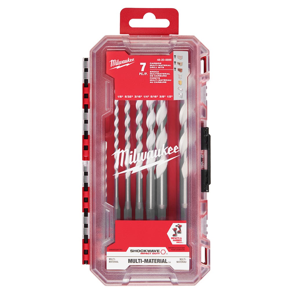 Milwaukee 48-20-8899 SHOCKWAVE Impact Duty Carbide Multi-Material Drill Bit Set - 7PC