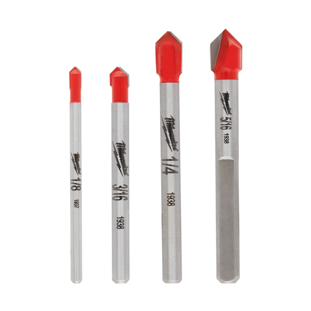 Milwaukee 48-20-8988 Glass and Tile Router Bit 4-Piece Set