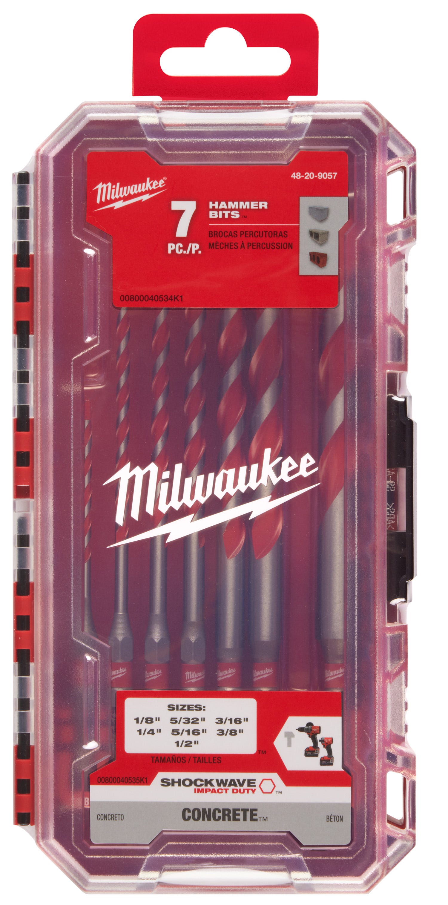 Milwaukee 48-20-9057 7PC. SHOCKWAVE Impact Duty Carbide Hammer Drill Bit Set