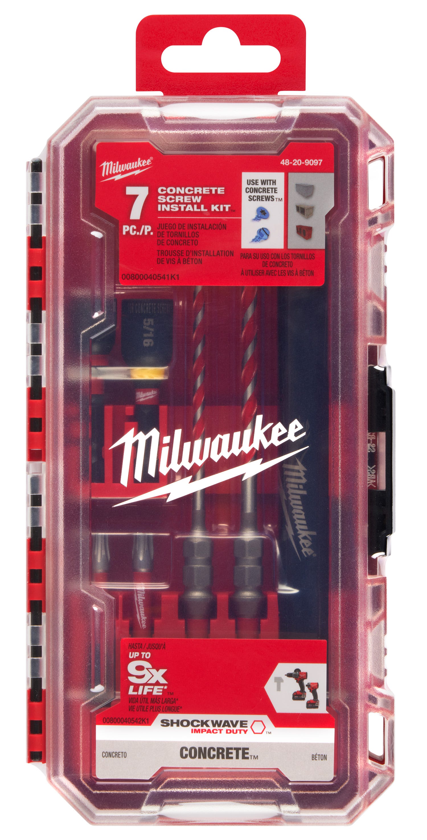 Milwaukee 48-20-9097 7PC. SHOCKWAVE Impact Duty Carbide Hammer Drill Bit Concrete Screw Install Set
