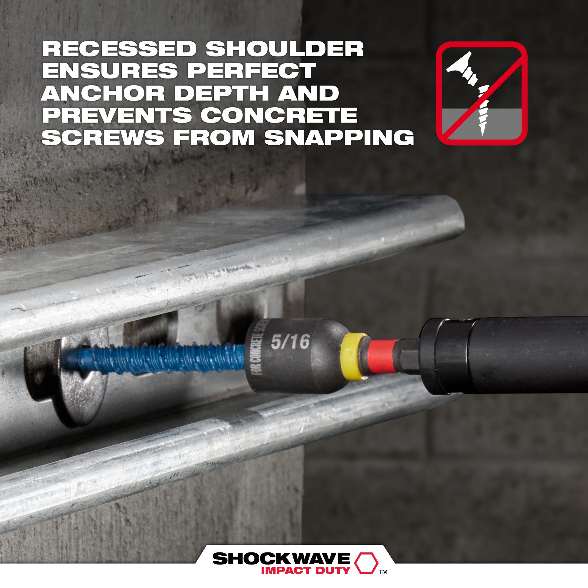 Milwaukee 48-20-9097 7PC. SHOCKWAVE Impact Duty Carbide Hammer Drill Bit Concrete Screw Install Set