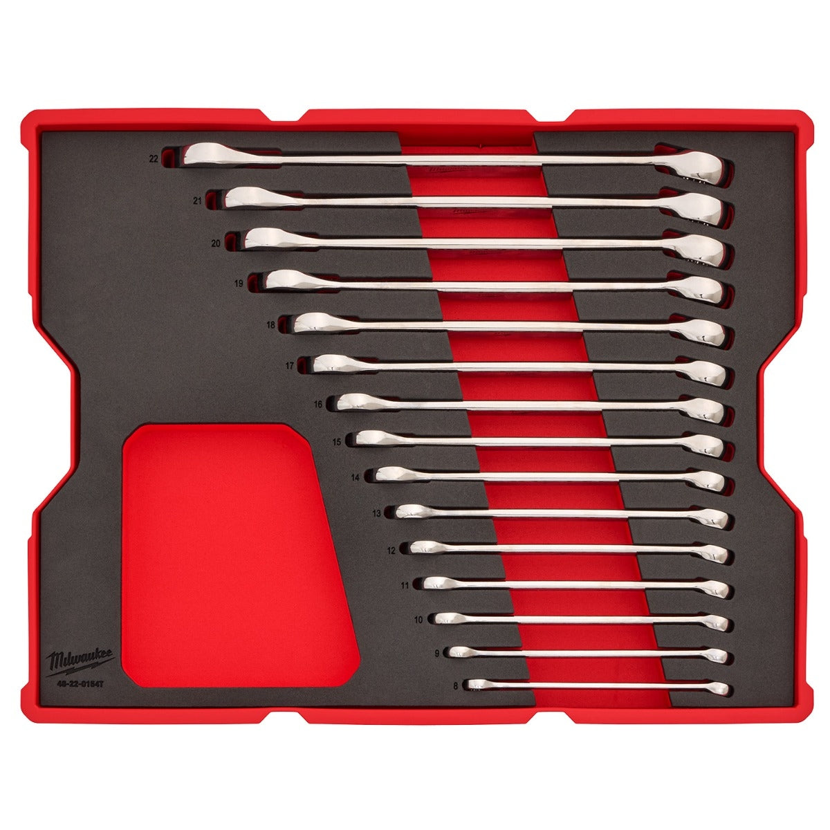 Milwaukee 48-22-0154 15-Piece Metric Combination Wrench Set with Tray for PACKOUT Drawers