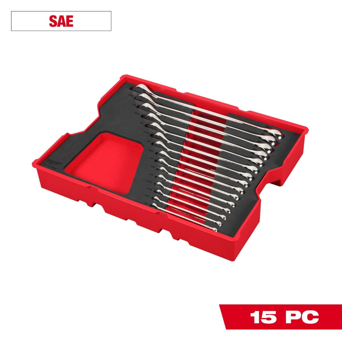 Milwaukee 48-22-0155 15-Piece SAE Combination Wrench Set with Tray for PACKOUT Drawers