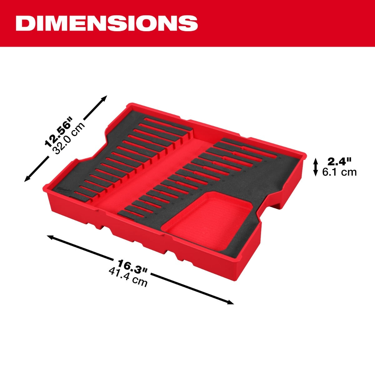 Milwaukee 48-22-0156 15-Piece Metric Ratcheting Combination Wrench Set with Tray for PACKOUT Drawers
