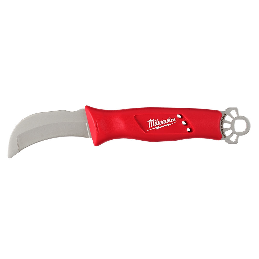 Milwaukee 48-22-1923 Linemans Blunt Tip Hawkbill Knife w/ STICKWORK 3-in-1 Ring