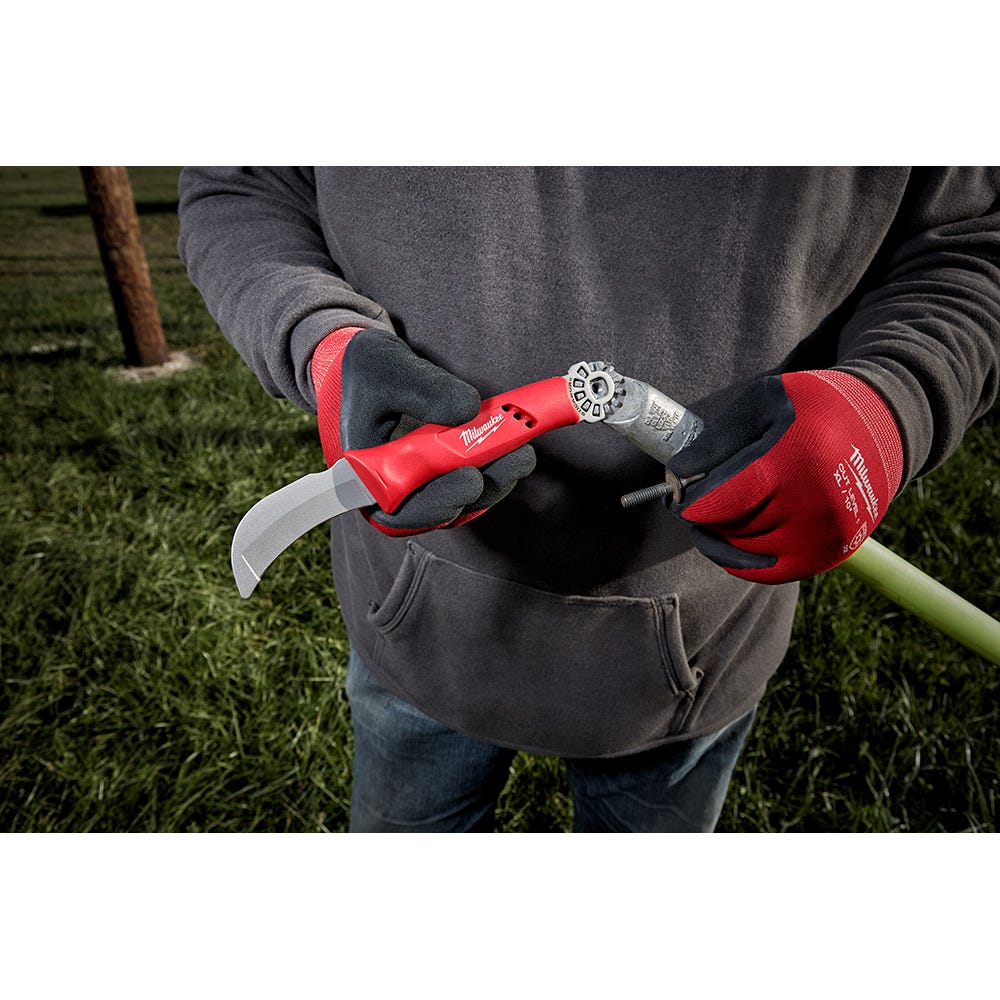 Milwaukee 48-22-1923 Linemans Blunt Tip Hawkbill Knife w/ STICKWORK 3-in-1 Ring