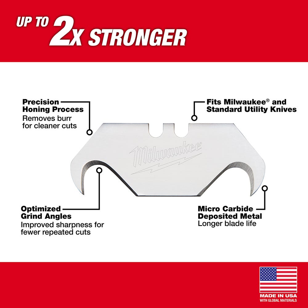 Milwaukee 48-22-1952 50-Piece Hook Utility Knife Blades w/ Dispenser