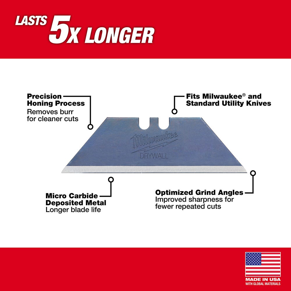 Milwaukee 48-22-1953 50-Piece Drywall Utility Knife Blades  w/ Dispenser