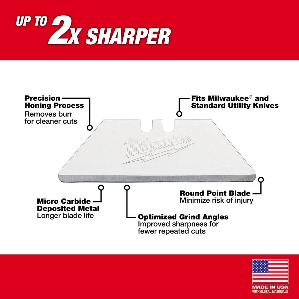 Milwaukee 48-22-1954 50-Piece Carton Utility Knife Blades w/ Dispenser