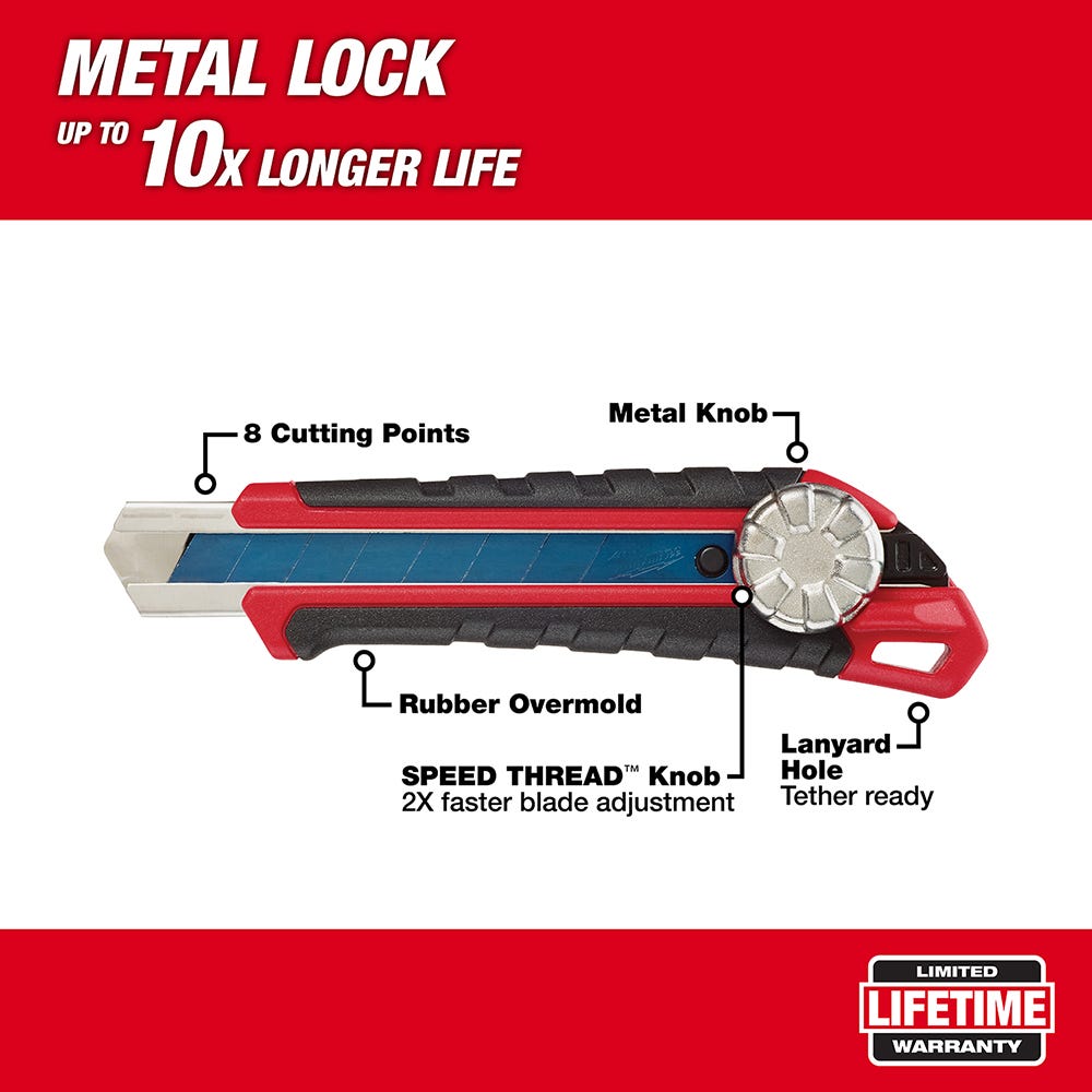 Milwaukee 48-22-1961 18Mm Snap Off Knife With Metal Lock And Precision Cut Blade