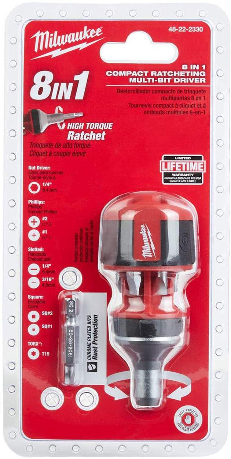 Milwaukee 48-22-2330 8-In-1 Compact Ratcheting Multi-Bit Driver