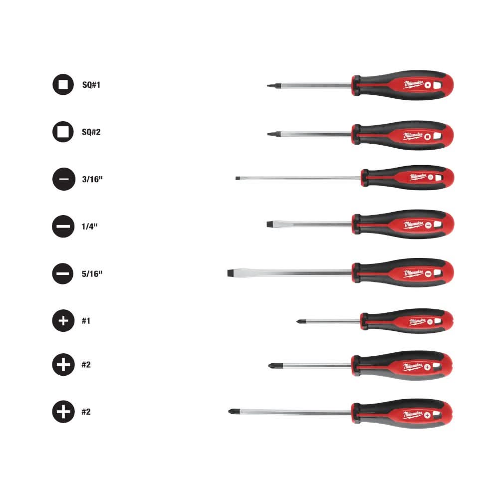Milwaukee 48-22-9010 1/2" Drive 47-Piece SAE/Metric Ratchet And Socket Set with  8-Piece Screwdriver Kit w/ Square