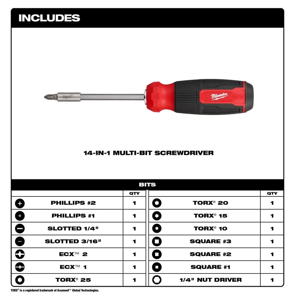 Milwaukee 48-22-2900 14-in-1 Multi-Bit Screwdriver