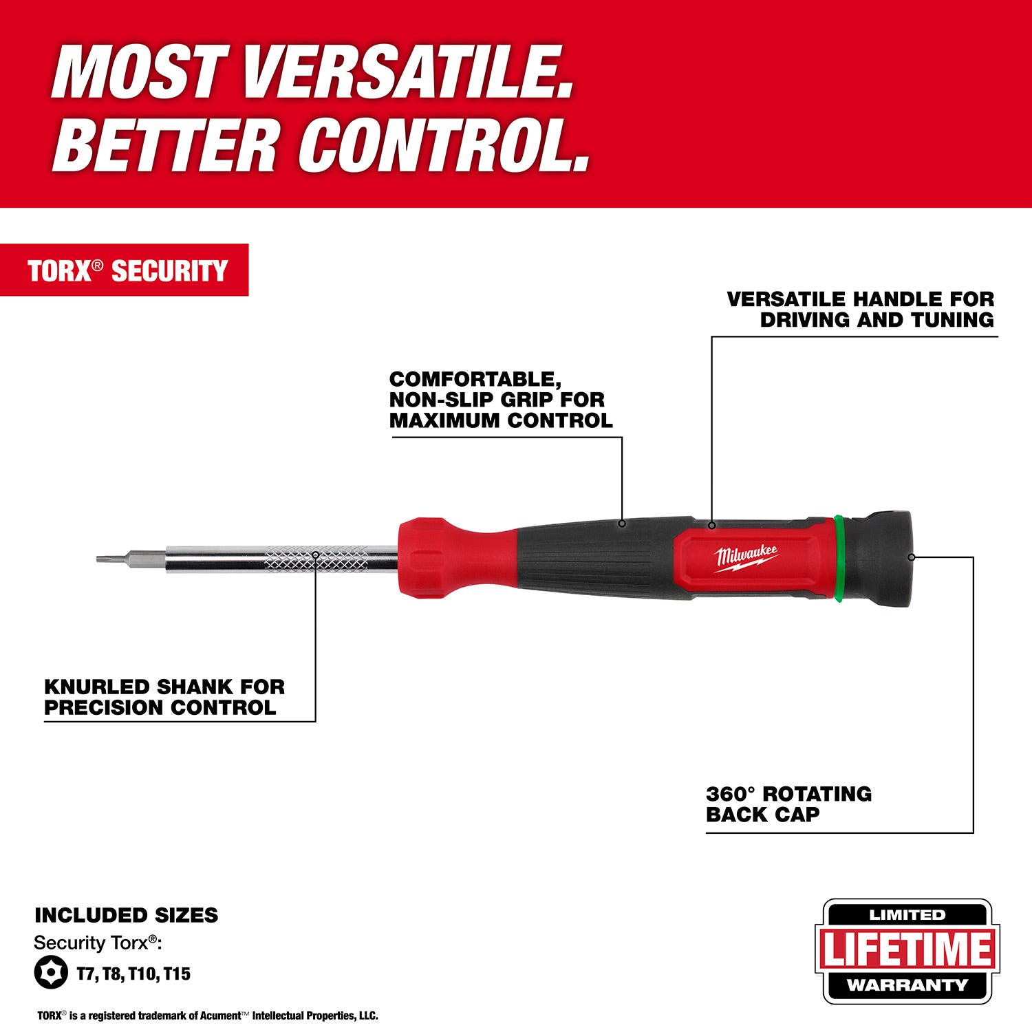 Milwaukee 48-22-2931 4-in-1 TORX Security Precision Multi-Bit Screwdriver