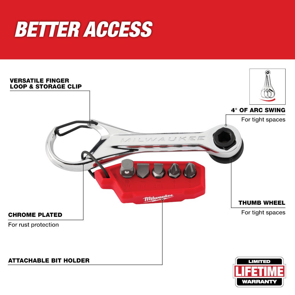 Milwaukee 48-22-2950 7-in-1 Multi-Bit Mini Ratchet (FREE Shipping)