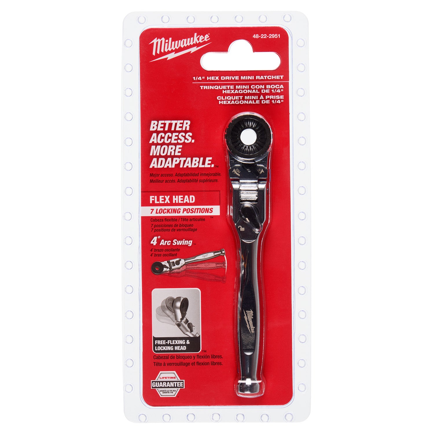 Milwaukee 1/4-in. Hex Drive Mini Flex Head Bit Ratchet (48-22-2951)