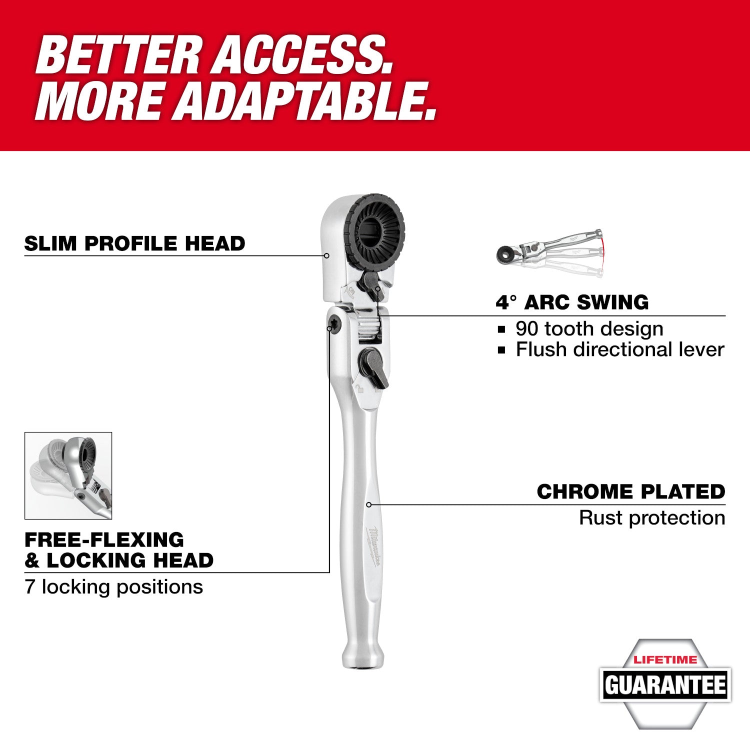 Milwaukee 1/4-in. Hex Drive Mini Flex Head Bit Ratchet (48-22-2951)