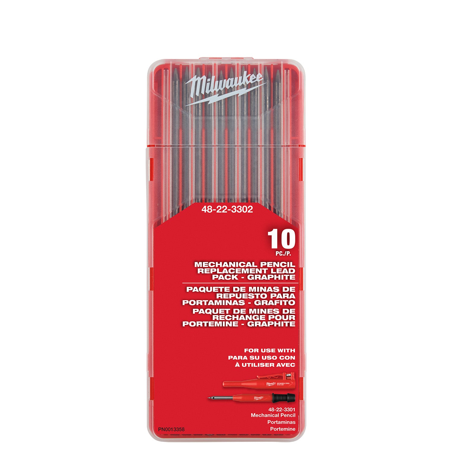 Milwaukee 48-22-3302 Replacement Mechanical Pencil Black Graphite Lead, 10-Piece